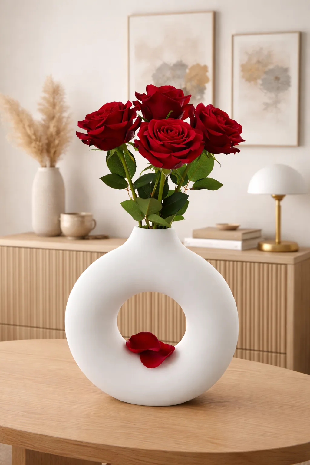 Modern White Donut Vase view 2